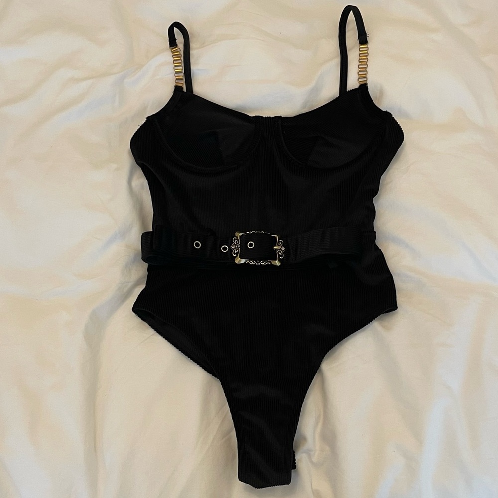 Velvet Black and gold Bodysuit